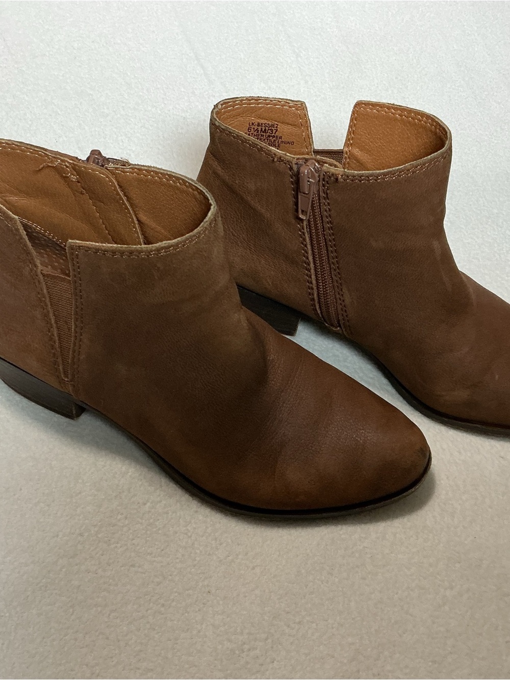 Lucky Brand Bessie2 Brown Leather Ankle Boots Booties Women's Size 6.5 M / 37 - Picture 3 of 11